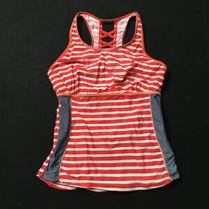 Day in the Sun PINK RED WHITE  Swimsuit SMALL one piece ruffle